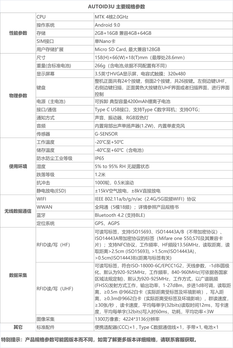 AUTOID 3U超小型UHF RFID手持終端