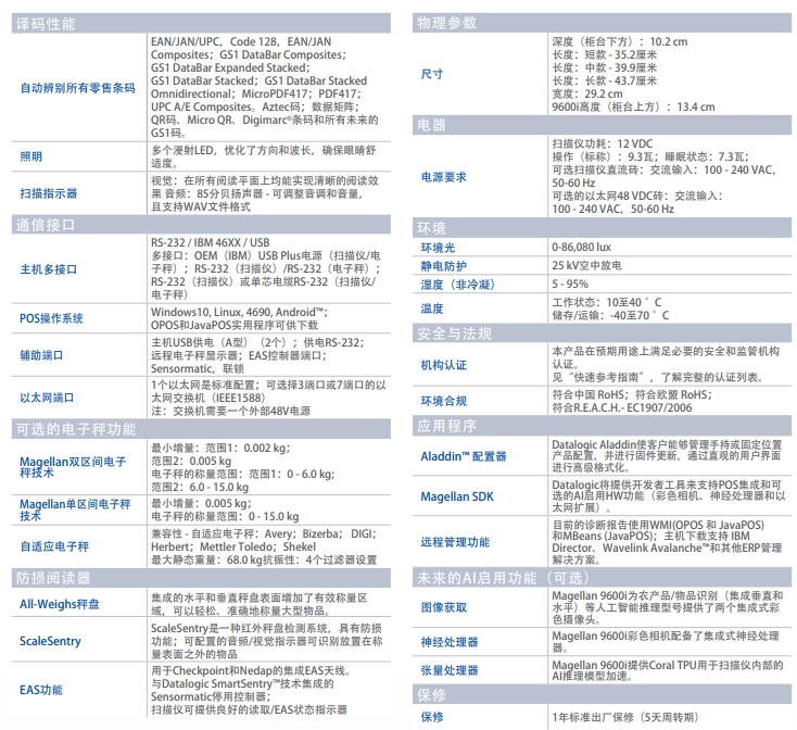 得利捷Magellan 9600i嵌入式零售掃描平臺